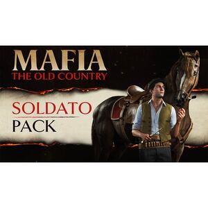 Pre-order Mafia: The Old Country Standard Edition or Deluxe Edition to receive the Soldato Pack featuring distinctive cosmetics and a helpful Charm that provides a passive in-game effect.*<br />
Outfit Enzo like a loyal Cosa Nostra soldier with the special weapons, cosmetic item, and a helpful Charm that provides a passive in-game effect found in Mafia: The Old Country&#39;s Soldato Pack.<br />
The Soldato Pack contains:<br />
&bull; &quot;Soldato&quot; Outfit<br />
&bull; &quot;Scannaturi Speciale&quot; Knife<br />
&bull; &quot;Tesoro&quot; Horse and Accessories<br />
&bull; &quot;Lupara&quot; Charm