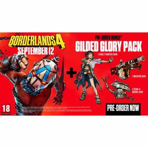 Pre-order Borderlands 4 and receive the Gilded Glory Pack featuring a Vault Hunter Skin, a Weapon Skin, and an ECHO-4 Drone Skin!*
