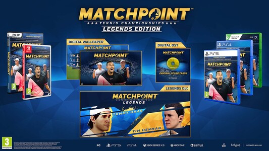 <em><strong>Matchpoint Tennis Championships Legends Edition includes:</strong><br />
&bull; Legends DLC<br />
&bull; Digital Soundtrack<br />
&bull; Digital Wallpaper</em>