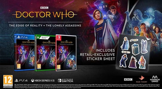 Pre-Order to receive the retail exclusive Doctor Who Duo<br />
Bundle Sticker Sheet