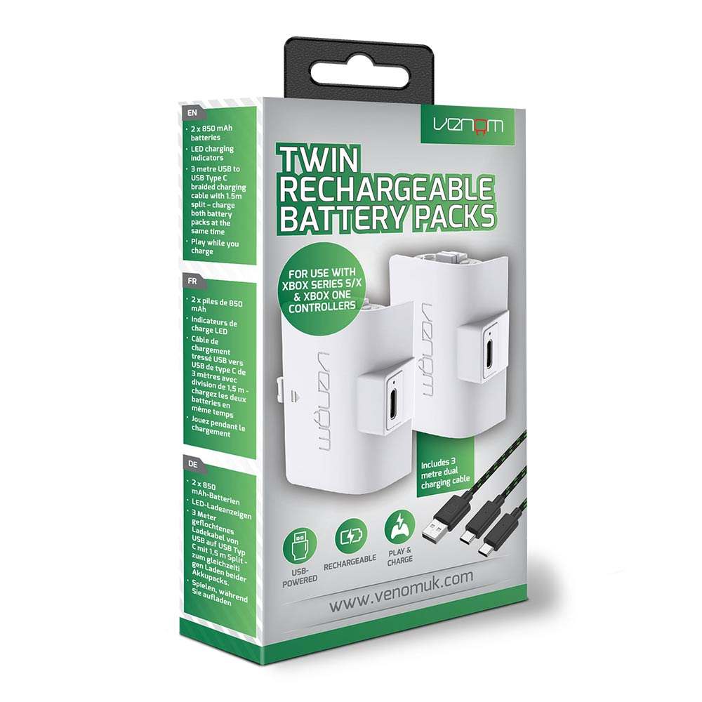 Venom Twin Rechargeable Battery Packs White - XBX