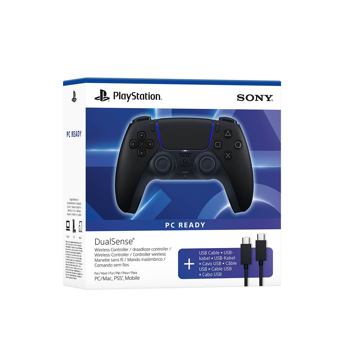 Image of Midnight Black DualSense Wireless Controller + USB Cable for PC - PS5