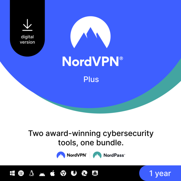 NordVPN Plus - 1-Year Cybersecurity Package (VPN a