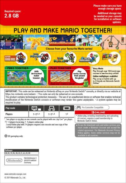 Super Mario Maker 2 Switch Download ( Uk - EU)