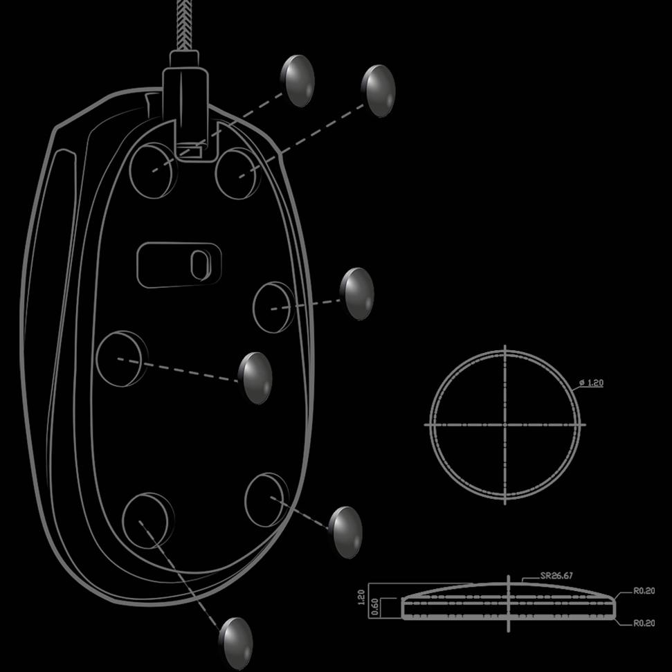Lexip MO42 Set of 6 Ceramic Glide Feet for Mouse